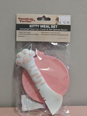 Pink Kitty Meal Set - Cat Can Cover & Tab Opener Spoon